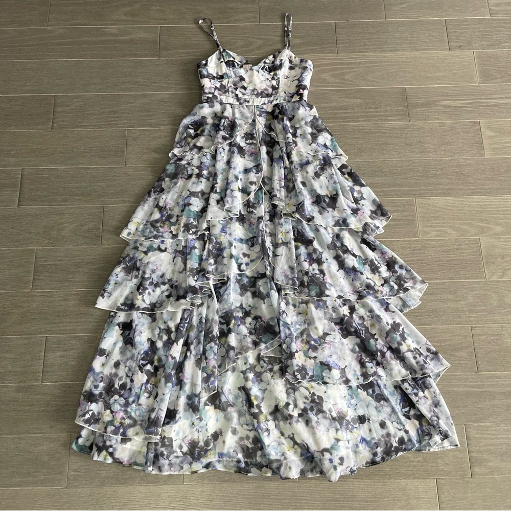 Fame and Partners The Catherine Tiered Floral Bustier Gown Evening Maxi Dress 4 - Picture 13 of 16